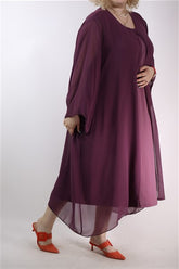 שמלת שיפון אוברסייז בסגול- XXL